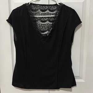 Daniel Rainn black top with lace detail